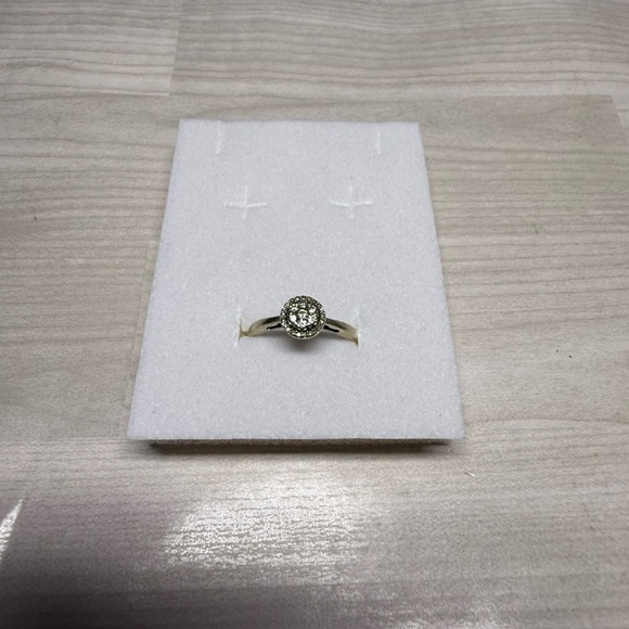 10k Solid Gold Solitaire Ring with Diamonds - Picture 2 of 7